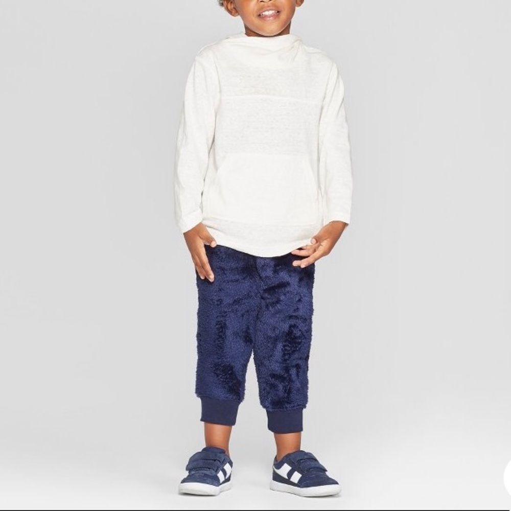 CAT & JACK Teddy Bear Blue Fleece Jogger Pants 2T